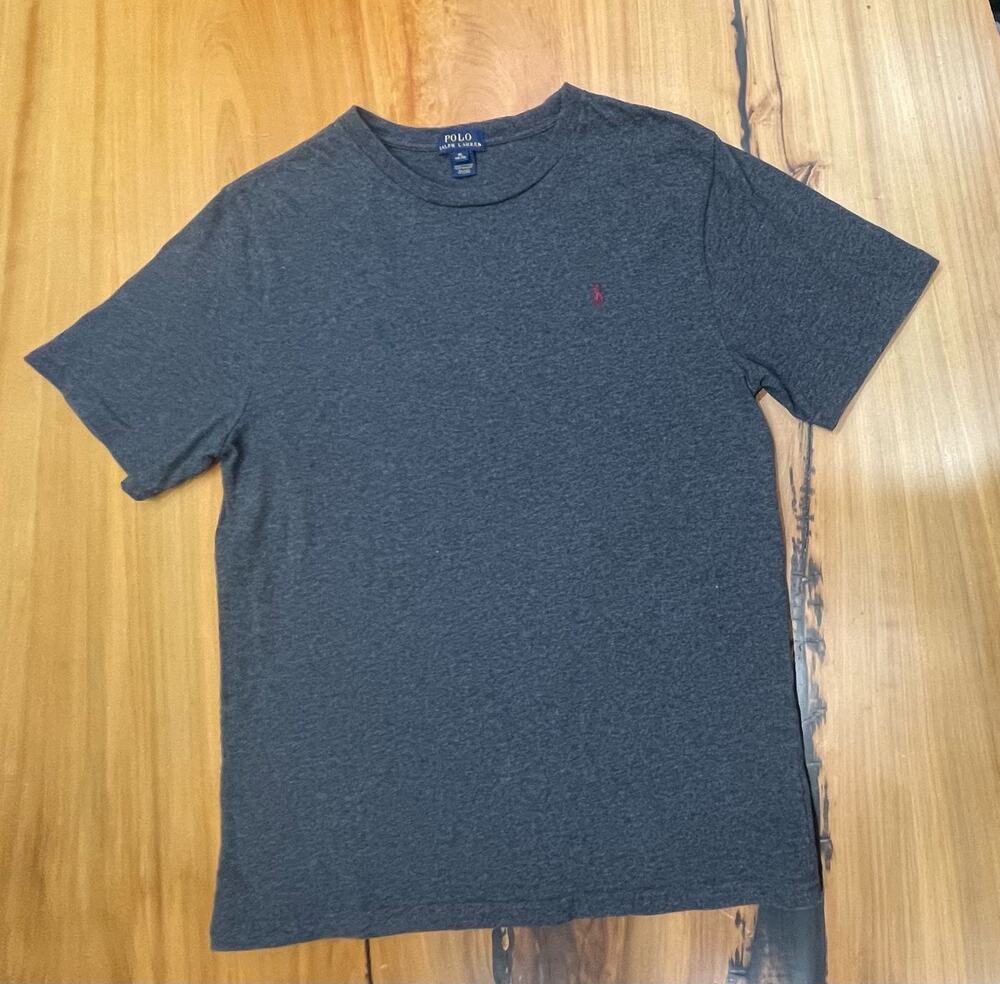 Polo Ralph Lauren Charcoal Grey Short Sleeve Shirt 18 20 Boys XLRed Horse